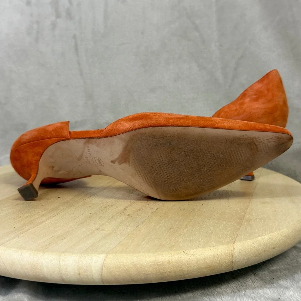 Ann Taylor Orange Suede d'Orsay Kitten Heel Pointed Toe Pumps Size 9.5M